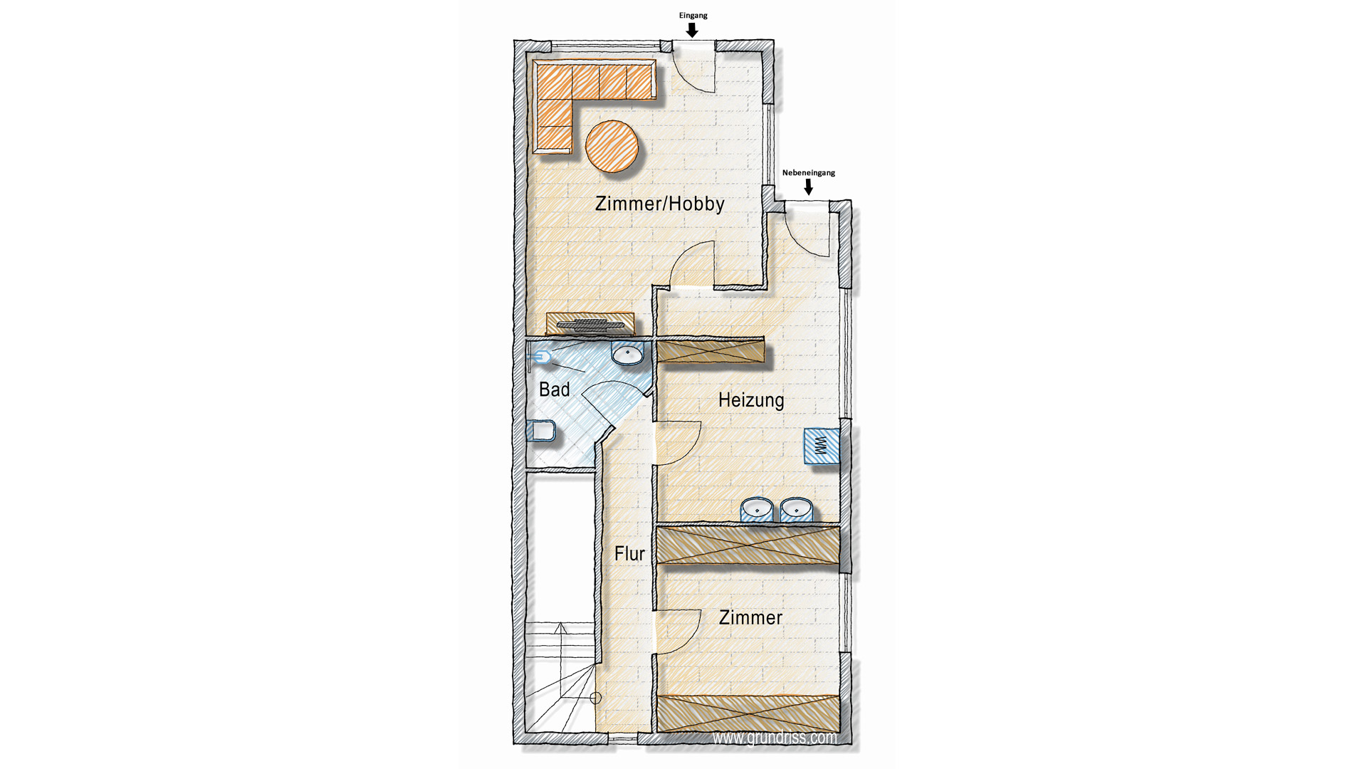 Reichshof-Mittelagger: Sanierte und geräumige Doppelhaushälfte, Untergeschoss = 66,50 m² Nutzfläche, beheizt